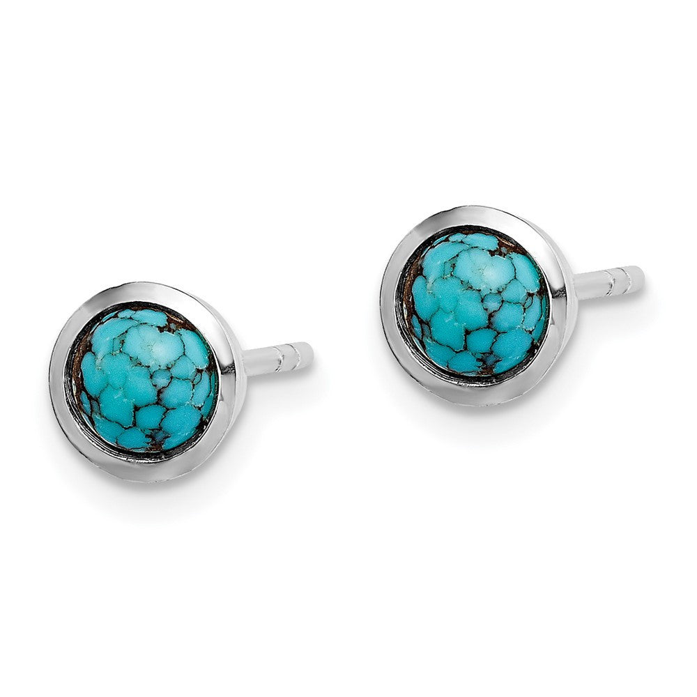 Sterling Silver Round Turquoise Stud Earrings
