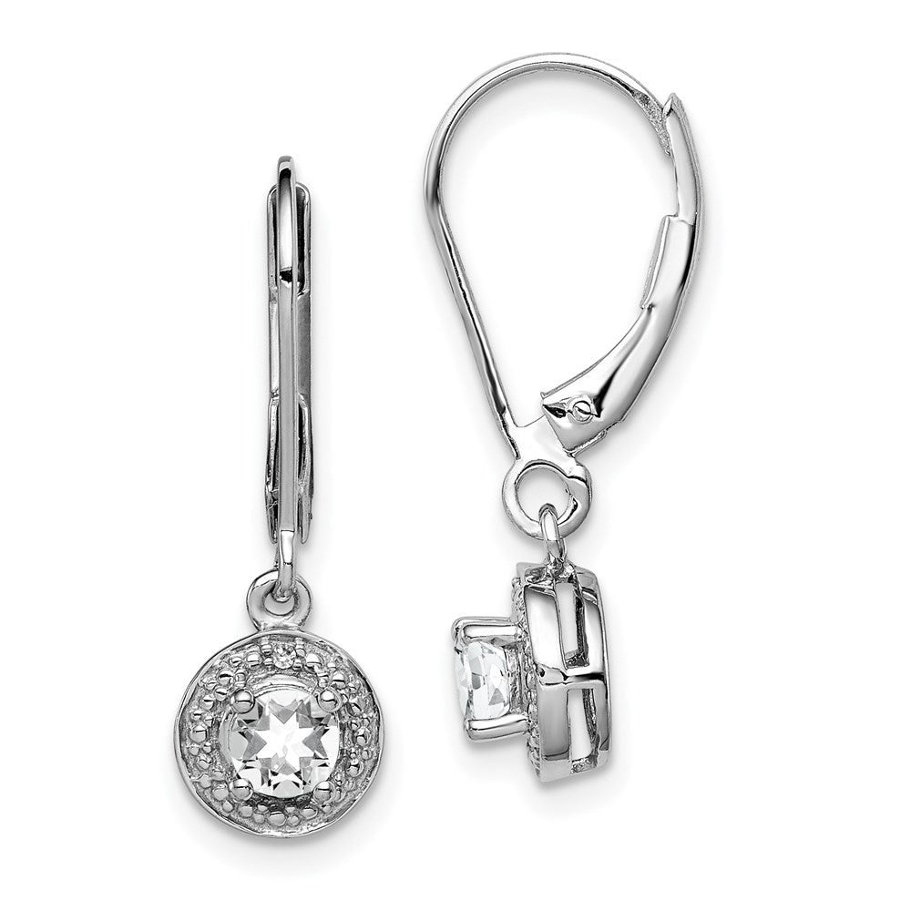 Sterling Silver Rhodium-plated Diam. & White Topaz Dangle Earrings