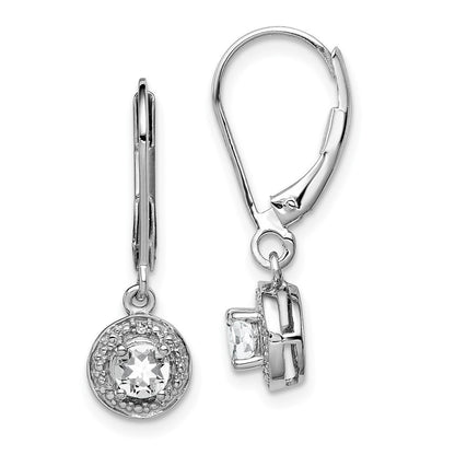 Sterling Silver Rhodium-plated Diam. & White Topaz Dangle Earrings