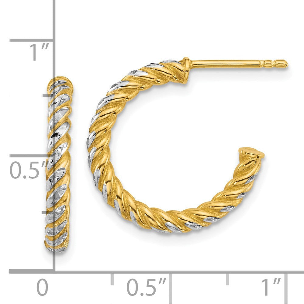 14k Yellow Gold Polished Diamond-cut Twisted 2.75mm Tube C-Hoop Earrings