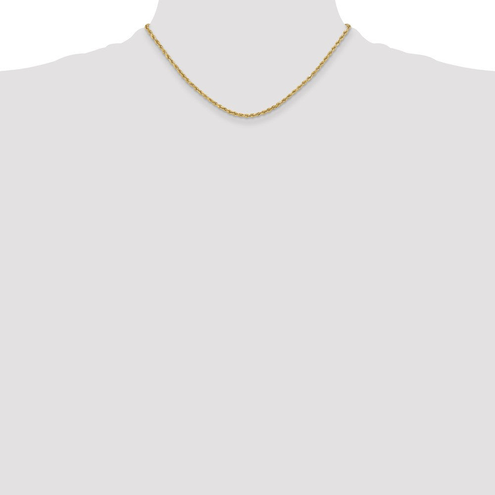 14k Yellow Gold 3mm Semi Solid Diamond-cut Rope Chain Necklace 16"