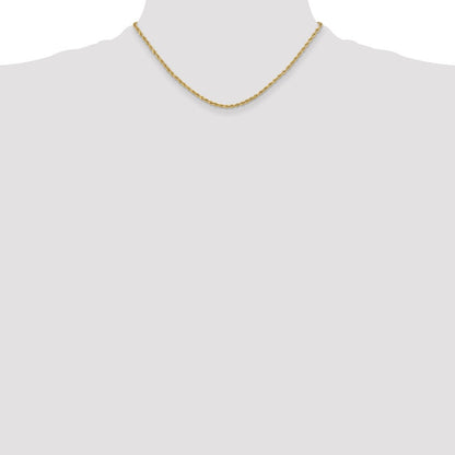 14k Yellow Gold 3mm Semi Solid Diamond-cut Rope Chain Necklace 16"