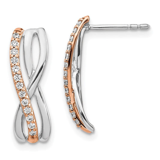 14k Rose and White Gold Diamond Fancy Drop & Dangle Earrings