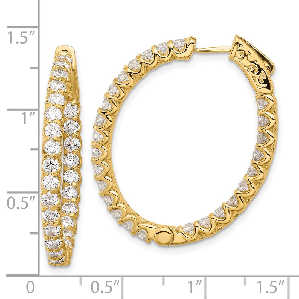14k Yellow Gold 3.1ct Diamond In Out Oval Hoop Earrings