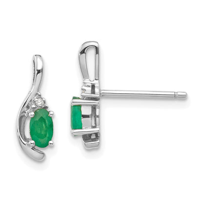 14k White Gold Emerald and Diamond Drop & Dangle Earrings