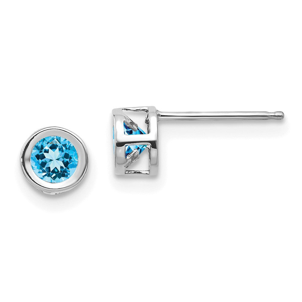 14k White Gold 4mm Blue topaz December Stud Earrings