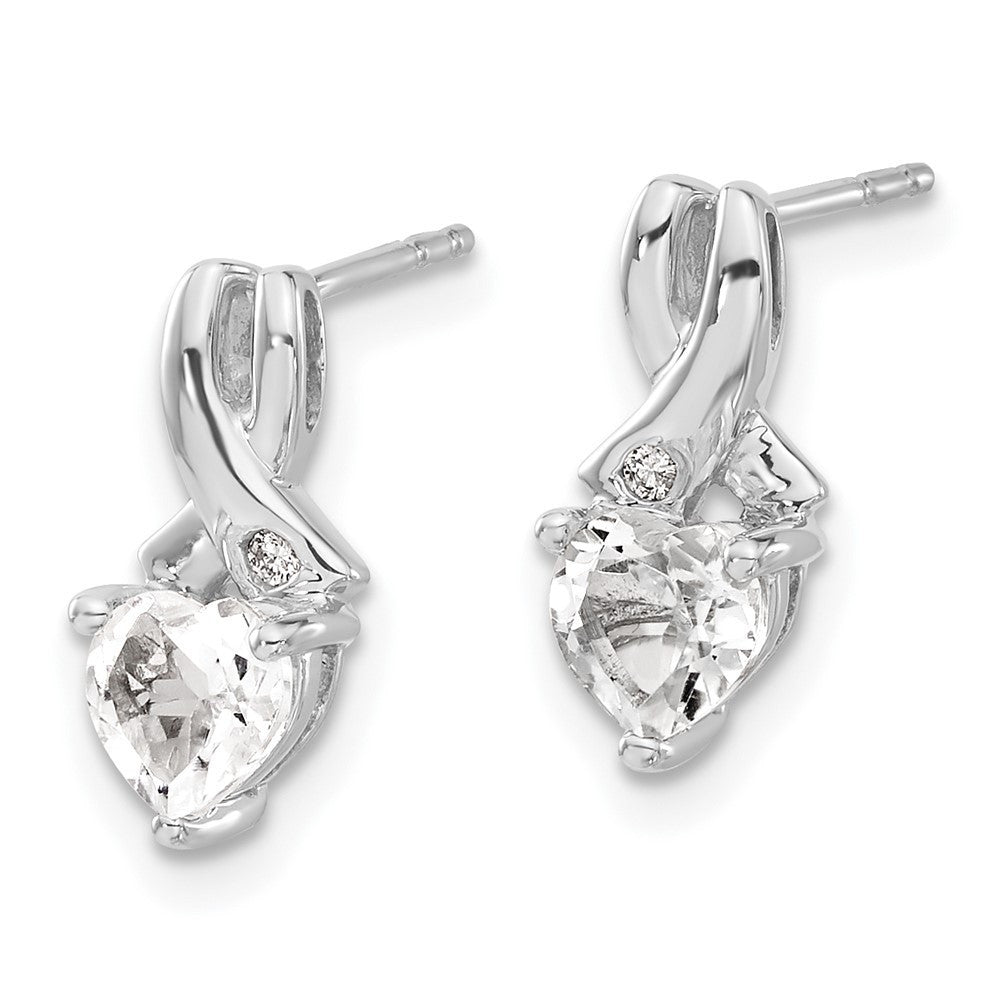 Sterling Silver Rhodium-plated White Topaz and Diamond Dangle Earrings
