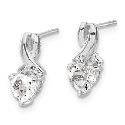 Sterling Silver Rhodium-plated White Topaz and Diamond Dangle Earrings
