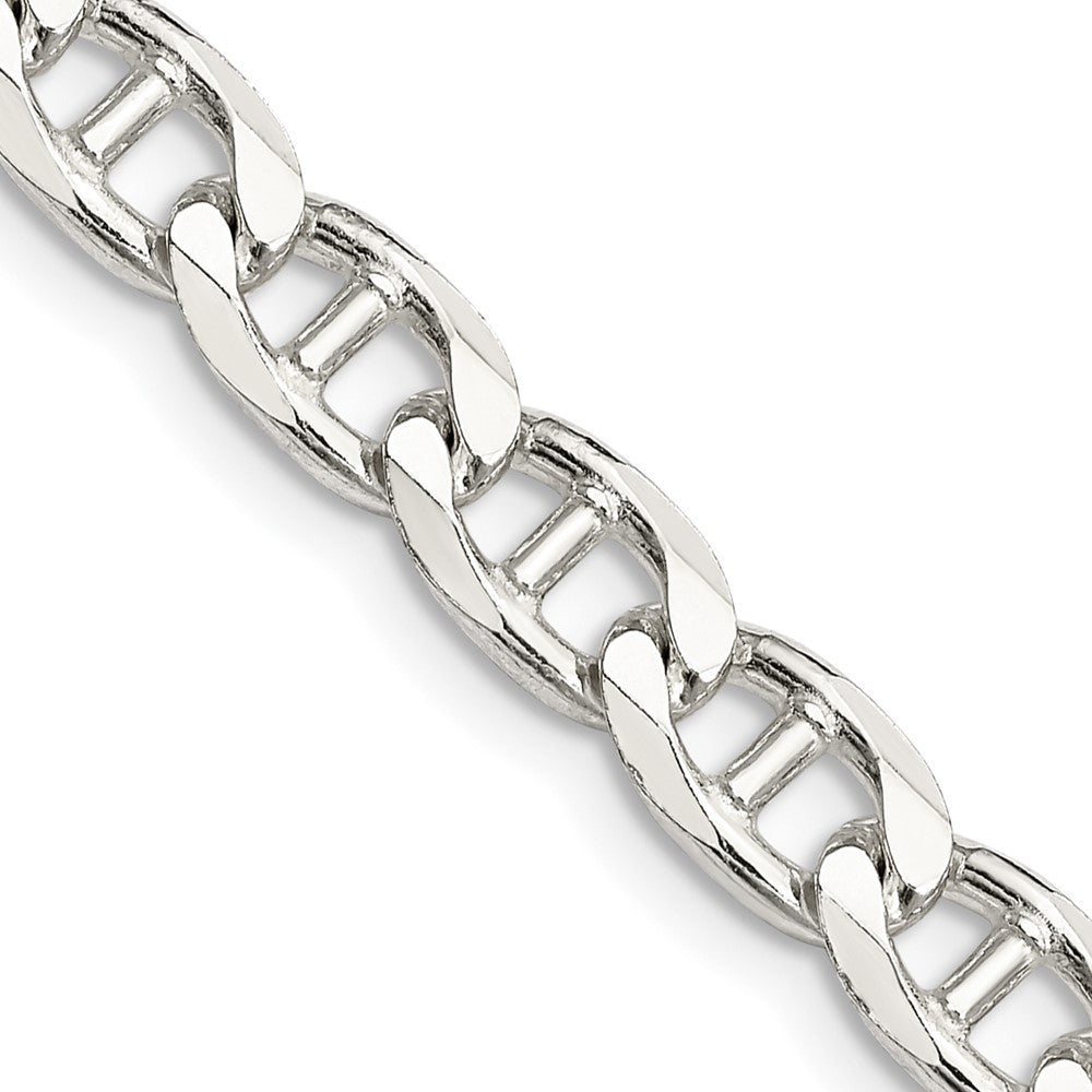 Sterling Silver 6.5mm Diamond-Cut Flat Anchor Curb Chain Necklace 24"