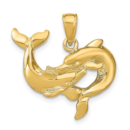 14k Yellow Gold Dolphins Pendant