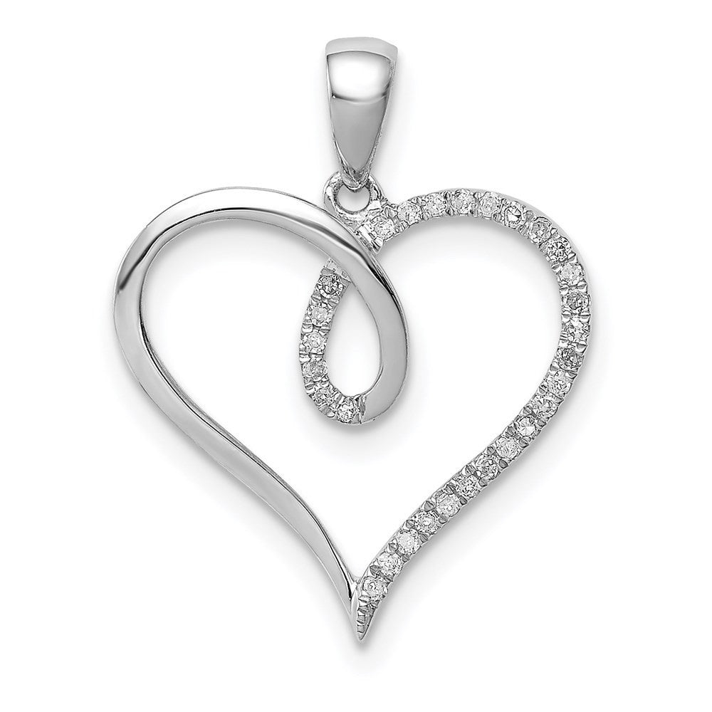 Sterling Silver Rhodium Diamond Heart Pendant