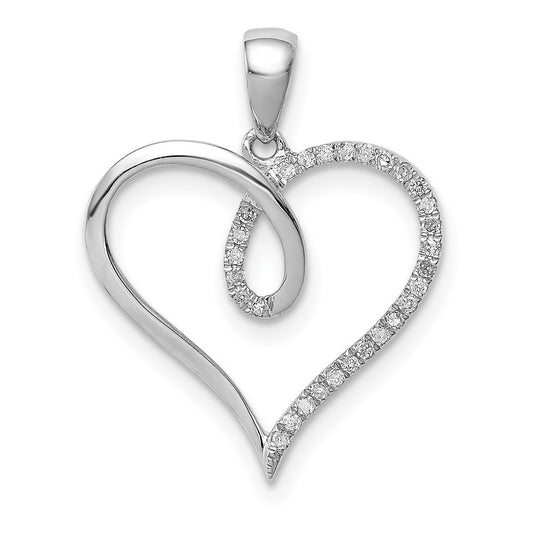 Sterling Silver Rhodium Diamond Heart Pendant