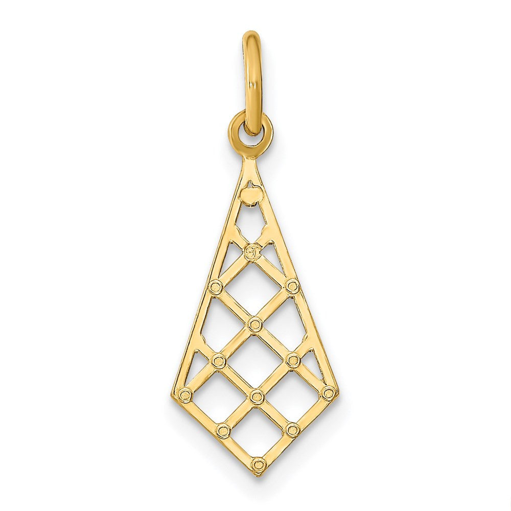 14k Yellow Gold Rhodium Diamond-Cut Small Criss-Cross Charm Pendant