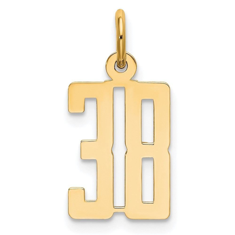 14k Yellow Gold Small Elongated Number 38 Charm Pendant