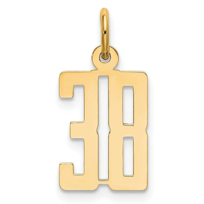 14k Yellow Gold Small Elongated Number 38 Charm Pendant