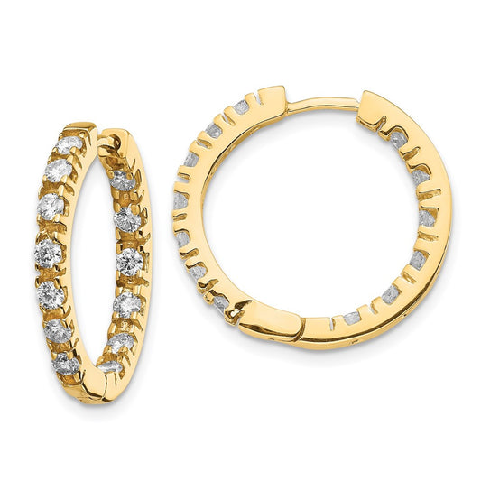 14k Yellow Gold AA Diamond Hinged Hoop Earrings