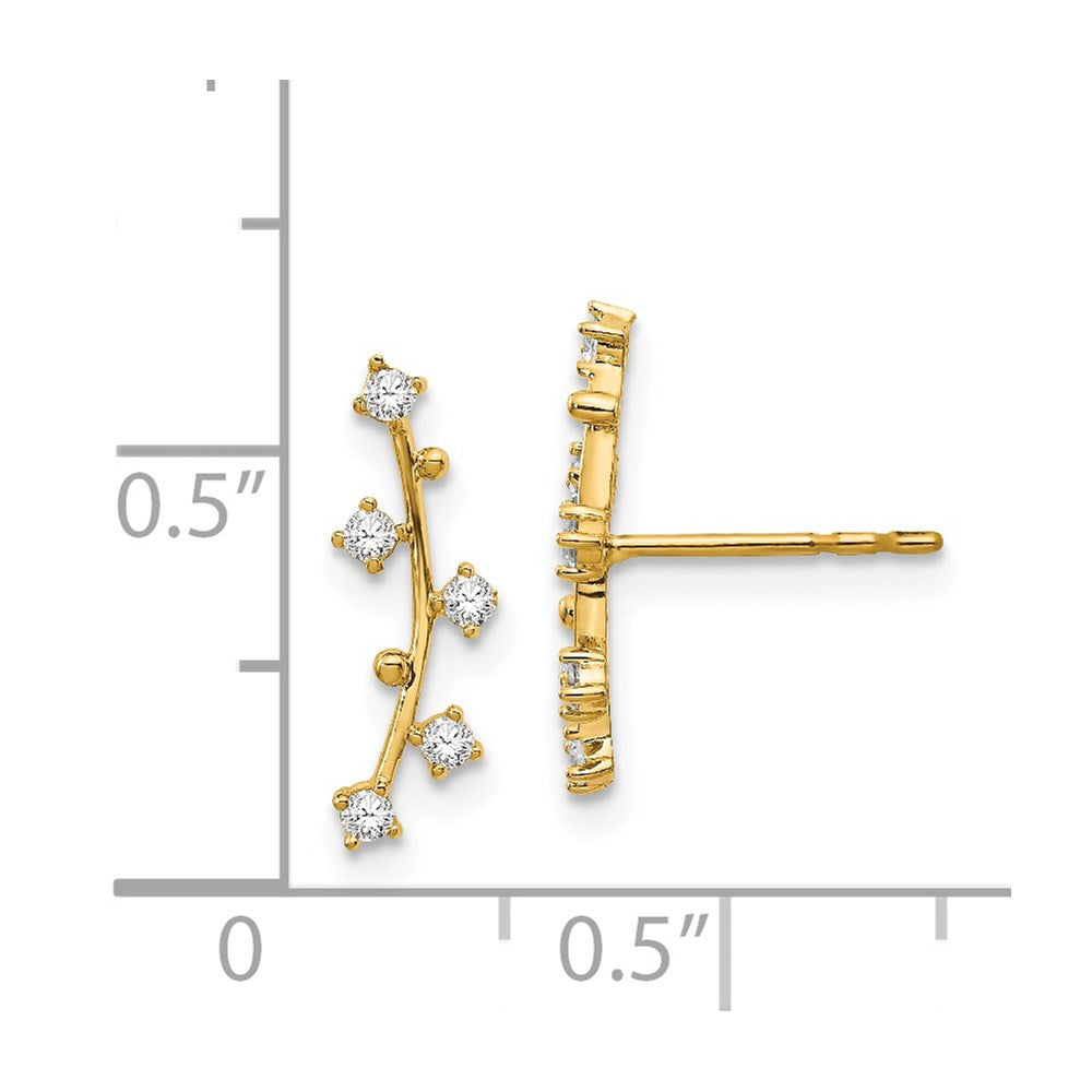 14k Yellow Gold Polished Bar CZ Dangle Earrings