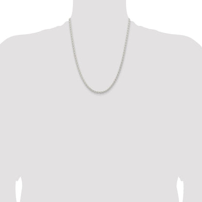Sterling Silver 3.7mm Round Spiga Chain Necklace 22"