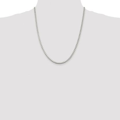 Sterling Silver Rhodium-plated 3mm Box Chain Necklace 22"