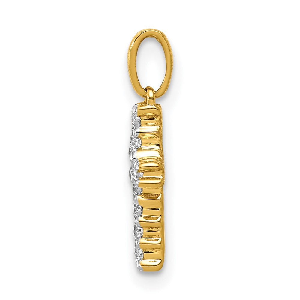 14k Yellow Gold and Rhodium 1/10ct. Diamond Latin Cross Pendant