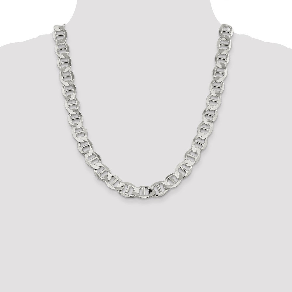 Sterling Silver 12.3mm Flat Anchor Chain Necklace 22"
