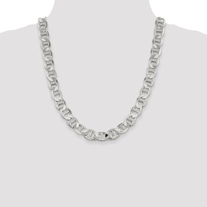 Sterling Silver 12.3mm Flat Anchor Chain Necklace 22"