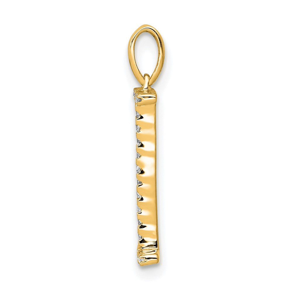 14k Yellow Gold Diamond Letter I Initial Pendant