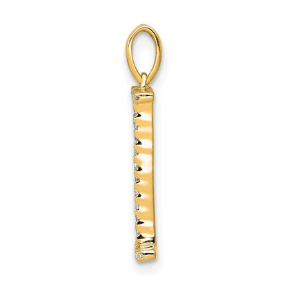 14k Yellow Gold Diamond Letter I Initial Pendant