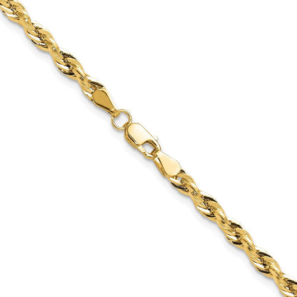14k Yellow Gold 3.5mm Semi-Solid Rope Chain Necklace 24"