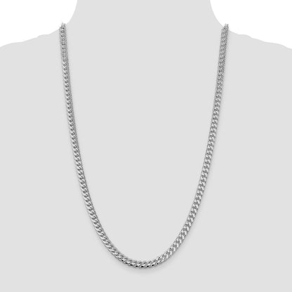 Sterling Silver 6mm Domed w/ Side Diamond-Cut Curb Chain Necklace 26"