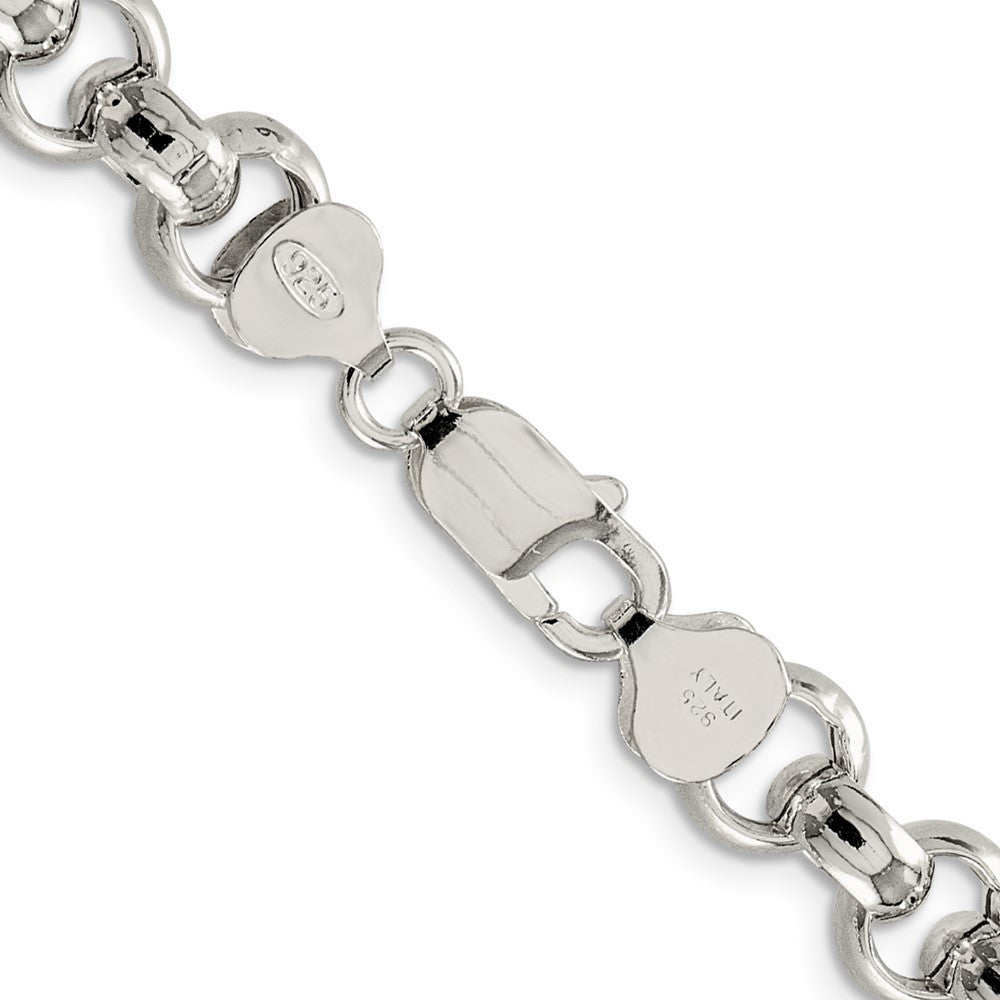 Sterling Silver 9.5mm Semi-solid Rolo Chain Necklace 24"