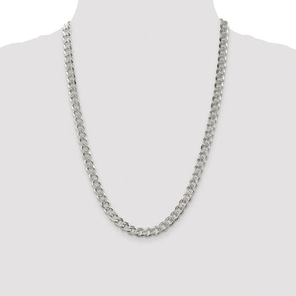 Sterling Silver Rhodium-plated 7.5mm Pav� Curb Chain Necklace 24"