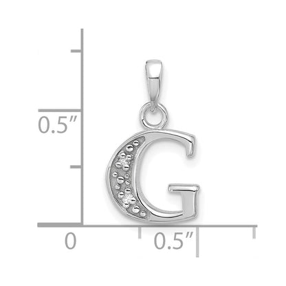 14k White Gold Diamond Letter G Initial Pendant
