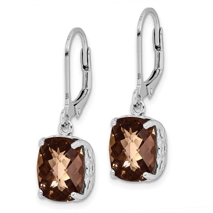 Sterling Silver Rhodium-plated Smoky Quartz Dangle Earrings
