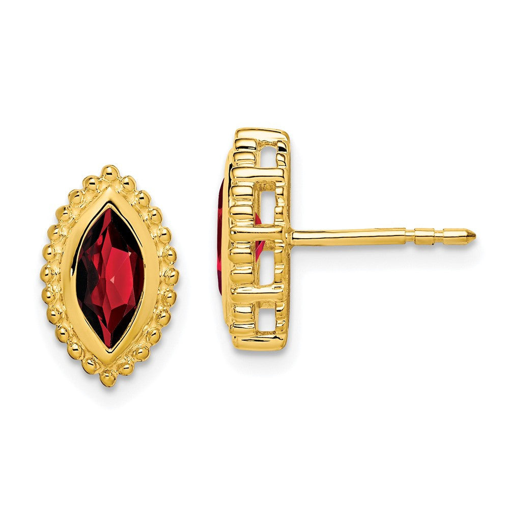 14k Yellow Gold Marquise Garnet Stud Earrings