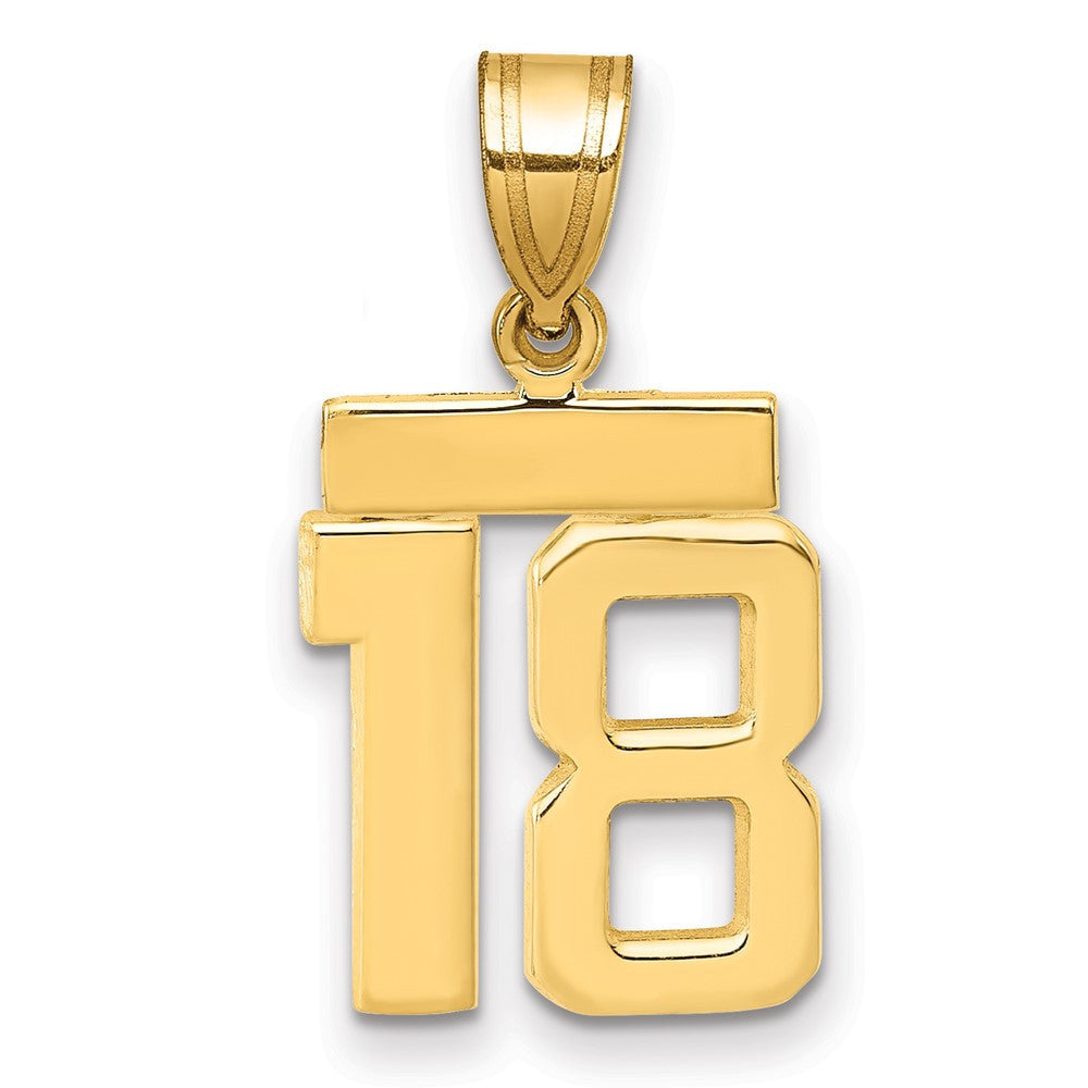 14k Yellow Gold Small Polished Number 18 Charm Pendant