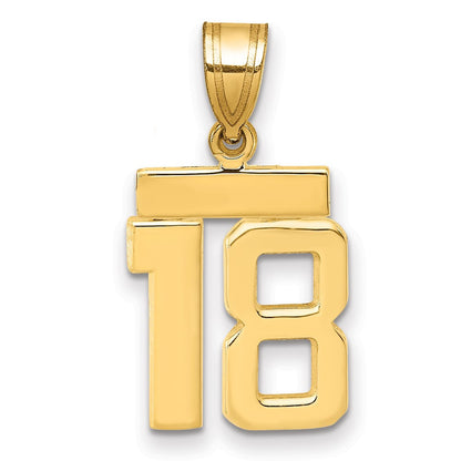 14k Yellow Gold Small Polished Number 18 Charm Pendant