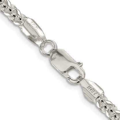 Sterling Silver Rhodium-plated 4mm Round Spiga Chain Necklace 22"