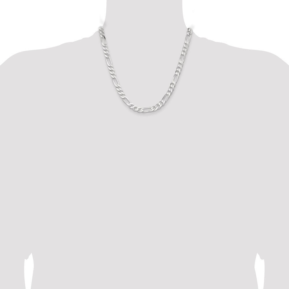Sterling Silver 7.5mm Figaro Chain Necklace 20"