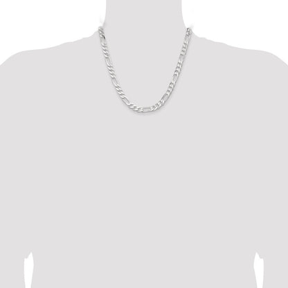 Sterling Silver 7.5mm Figaro Chain Necklace 20"