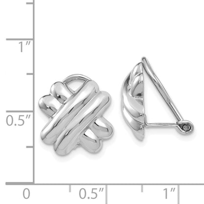 14k White Gold Polished Non-pierced X Omega Back Stud Earrings