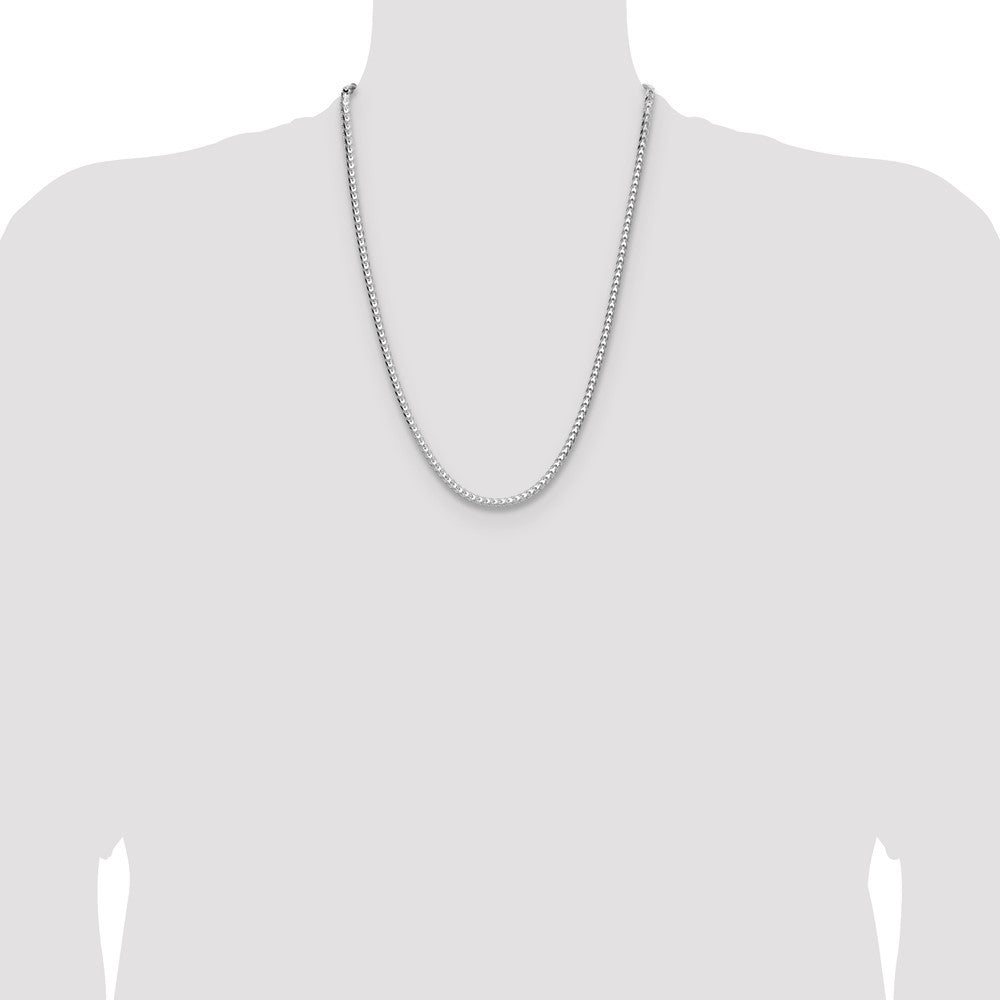 Sterling Silver 4.0mm Diamond-Cut Square Franco Chain Necklace 24"