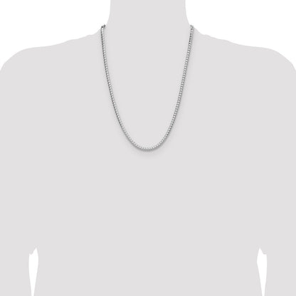 Sterling Silver 4.0mm Diamond-Cut Square Franco Chain Necklace 24"