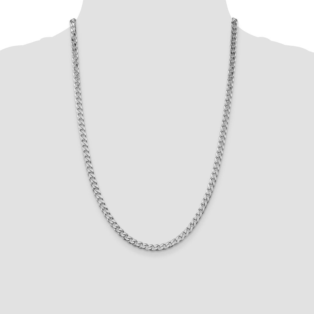 Sterling Silver Rhodium-plated Polished 5mm Curb Chain Necklace 24"