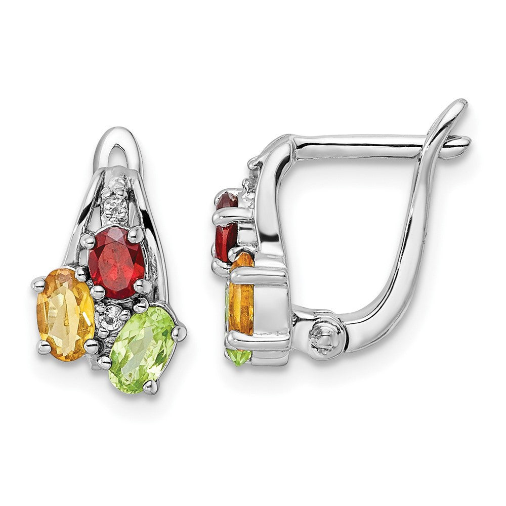 Sterling Silver RH-plated 1.48t.w. PE/CI/GA/WT Hinged Dangle Earrings