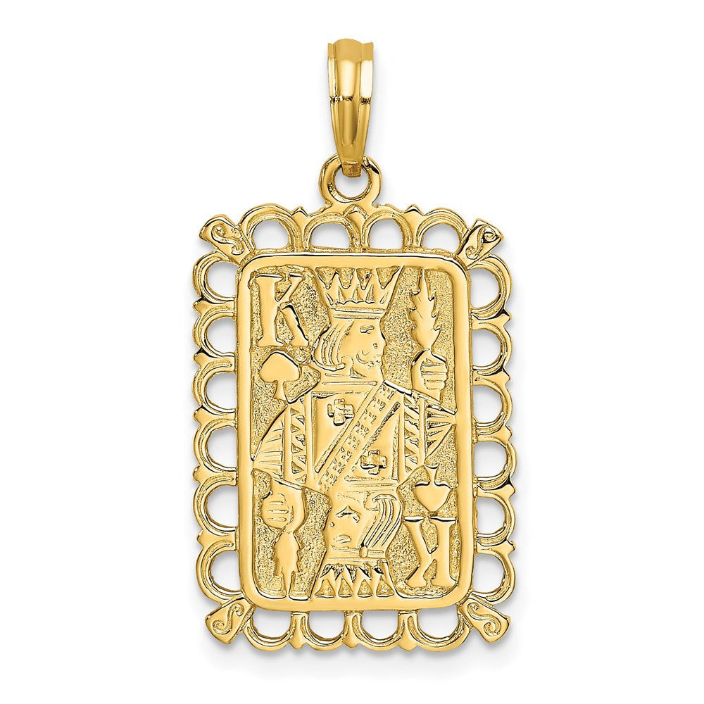 14k Yellow Gold King Playing Card Charm Pendant