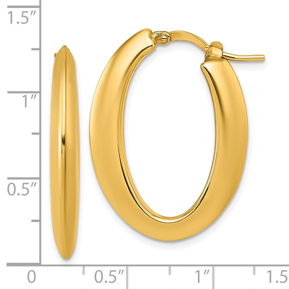 14k Yellow Gold Polished Oval Hoop Earrings