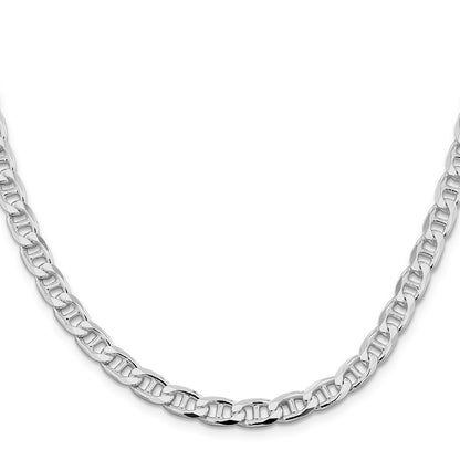 Sterling Silver 6.5mm Diamond-Cut Flat Anchor Curb Chain Necklace 24"