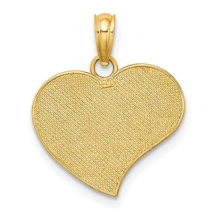 14k Yellow Gold Rhodium MOM and Angel Heart Charm Pendant