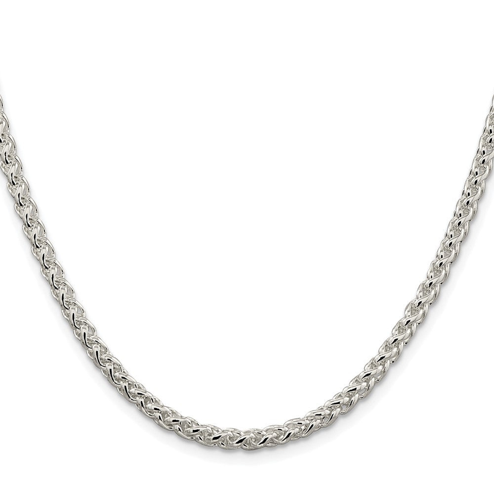 Sterling Silver Rhodium-plated 4mm Round Spiga Chain Necklace 20"